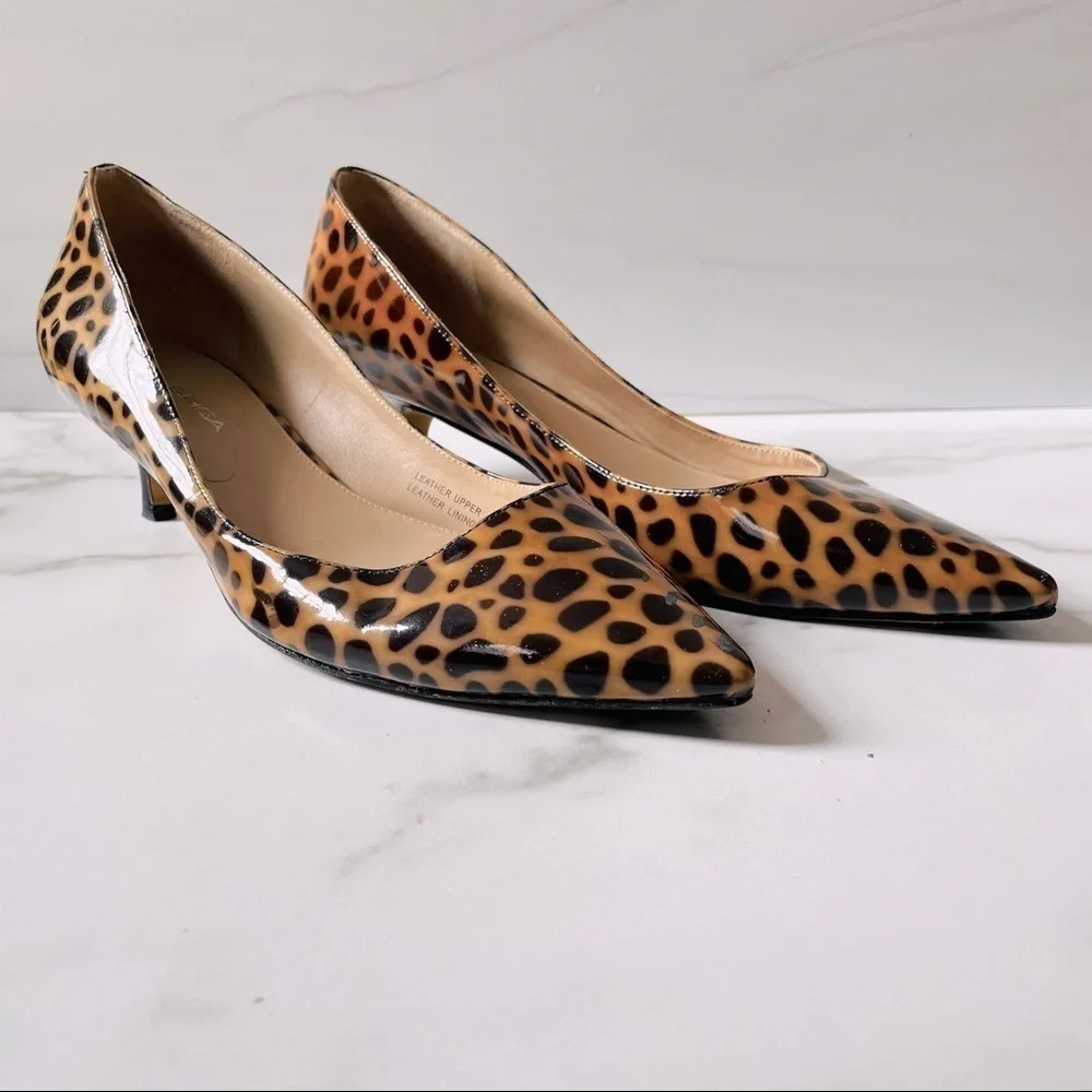 Via Spiga Animal Print Kitten Heels- 8